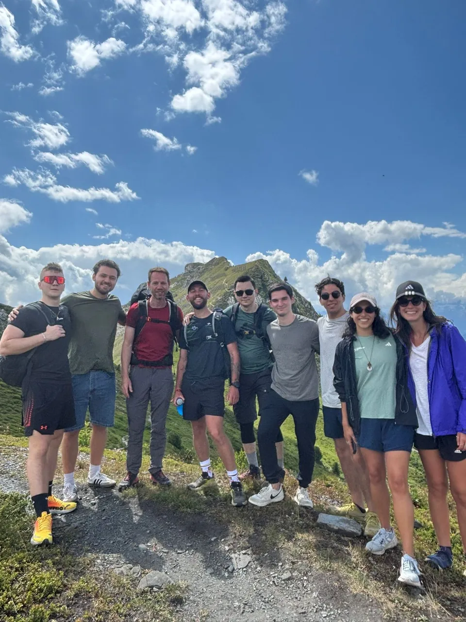 Mountain hikes with friends.